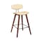 Armen Living Fox 25.5" Counter Height Cream Faux Leather and Walnut Wood Mid-Century Modern Bar Stool LCFOBAWACR26 - alternate 1